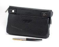 Классический мужской кожаный клатч на молнии IP Collection 98132-2 Black 