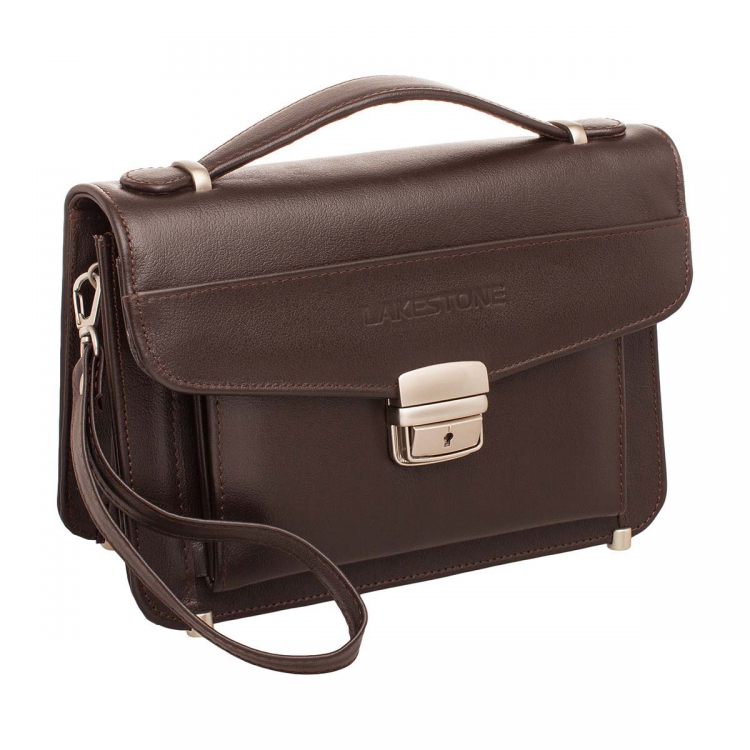 Вместительная барсетка мужская кожаная Clark Brown