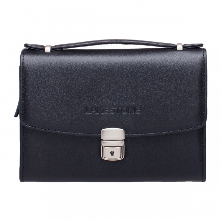 Мужская барсетка кожаная с короткой ручкой Evans Black