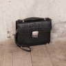 Барсетка мужская из кожи под рептилию Foxcote Black Caiman