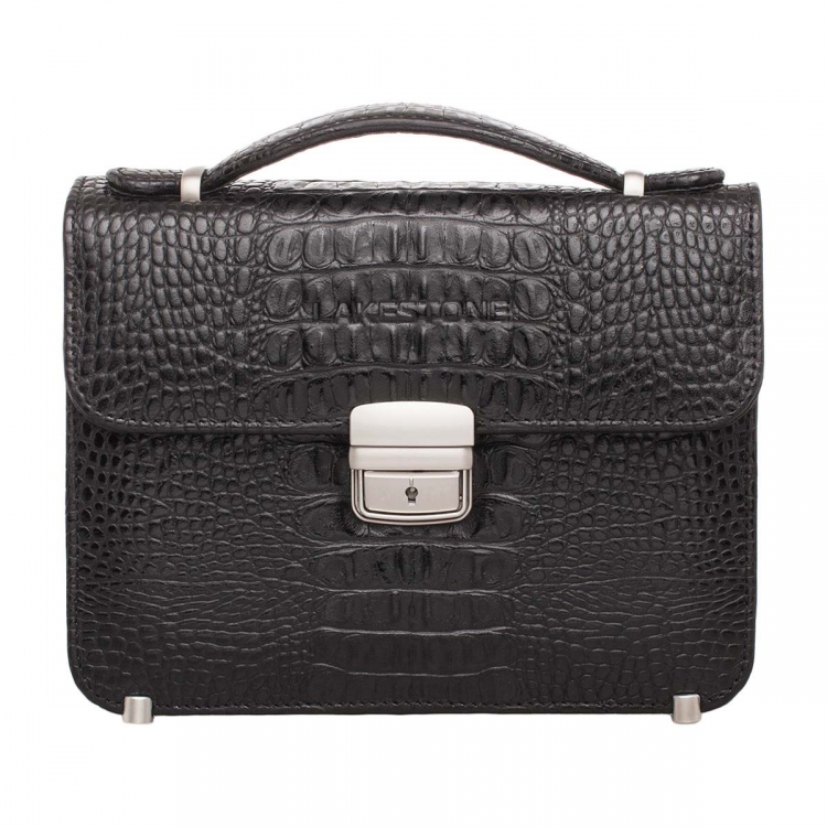 Барсетка мужская из кожи под рептилию Foxcote Black Caiman