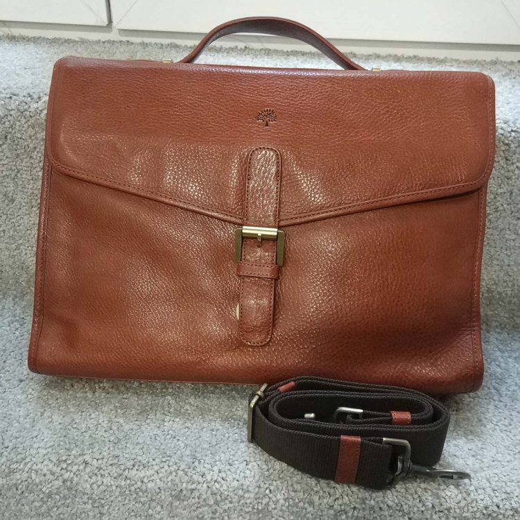 Портфель мужской из натуральной кожи Mullbery 5130-1mu cognac