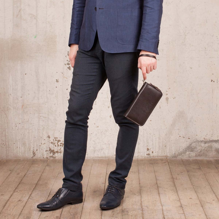 Небольшой кожаный мужской клатч на молнии Bantry Brown