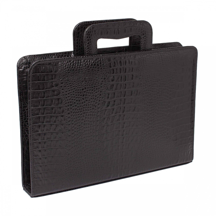 Папка для документов кожаная Elton Black Caiman