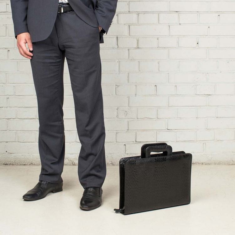 Папка для документов кожаная Elton Black Caiman