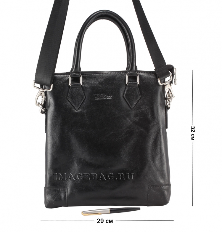 Сумка для документов а4 из черной натуральной кожи WSTPolo2915-3-3.1