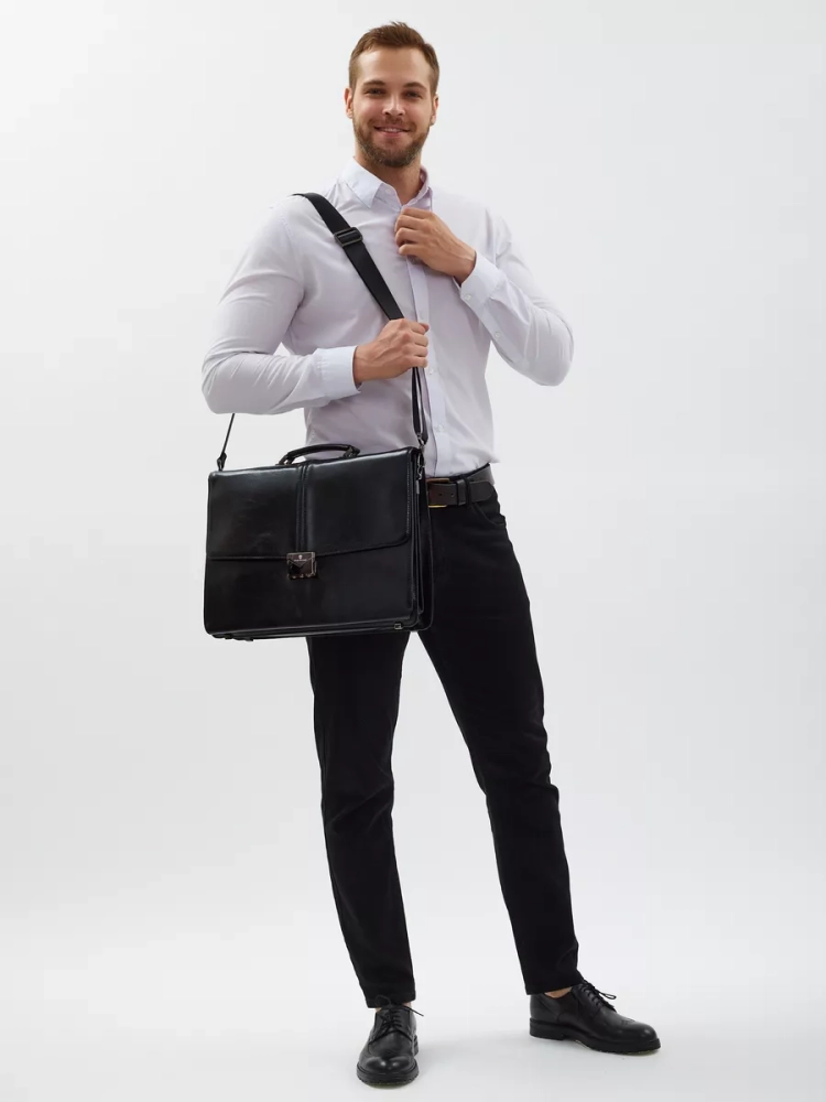 Деловой мужской кожаный портфель для документов и ноутбука с кодовым замком Paul Rayner 1-9504-1