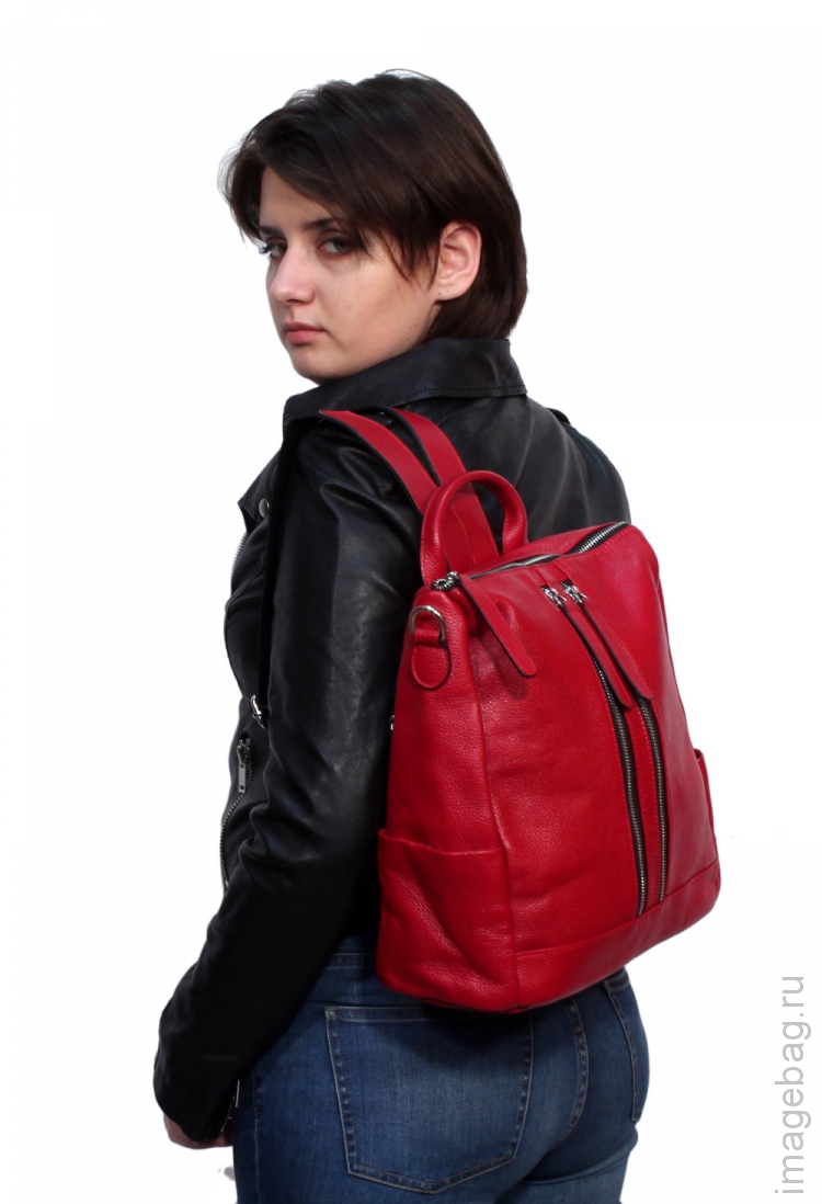 Женский рюкзак кожаный P.R. Grace red_8399