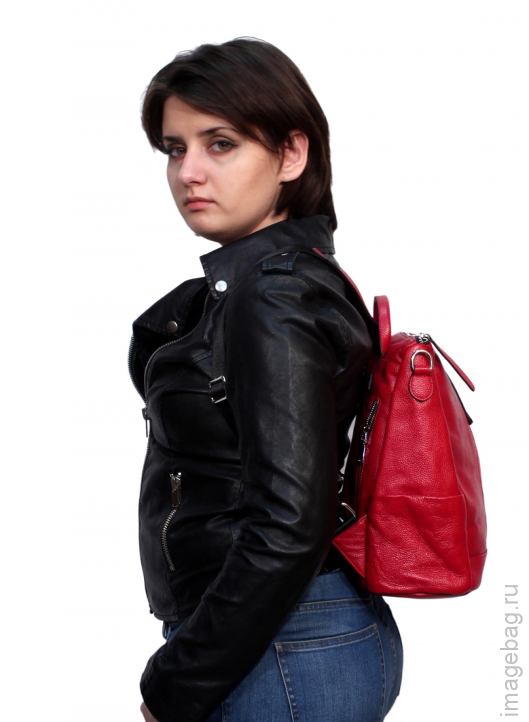 Женский рюкзак кожаный P.R. Grace red_8399