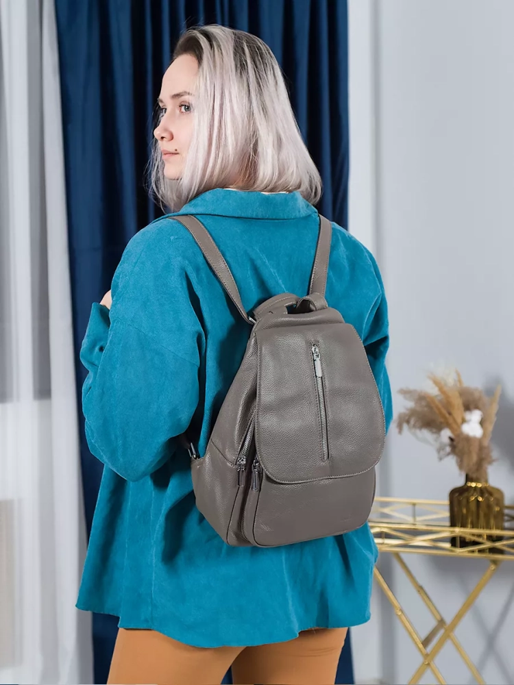 Рюкзак женский кожаный Paul Rayner серый 1031