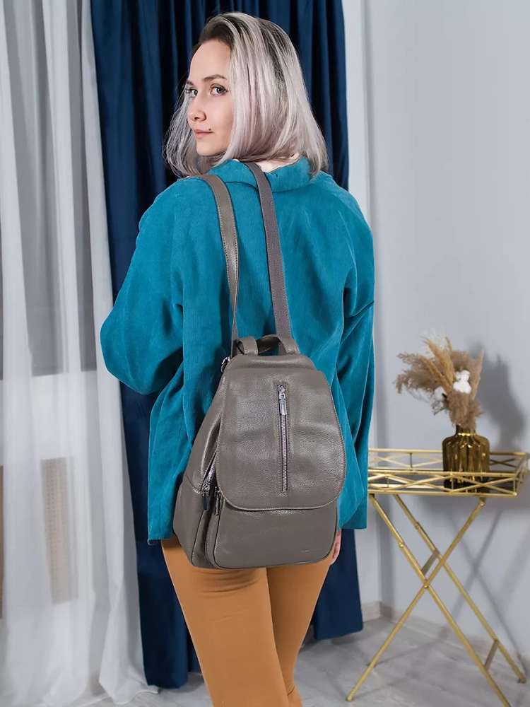 Рюкзак женский кожаный Paul Rayner серый 1031