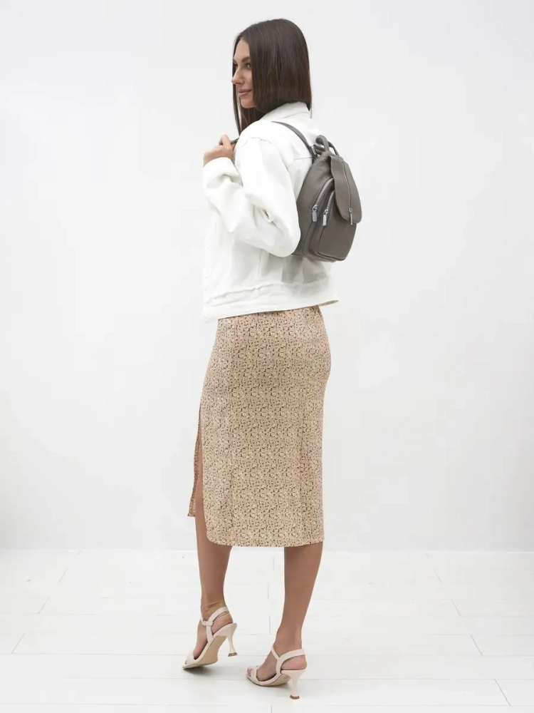 Рюкзак женский кожаный маленький Paul Rayner серый 1031-1