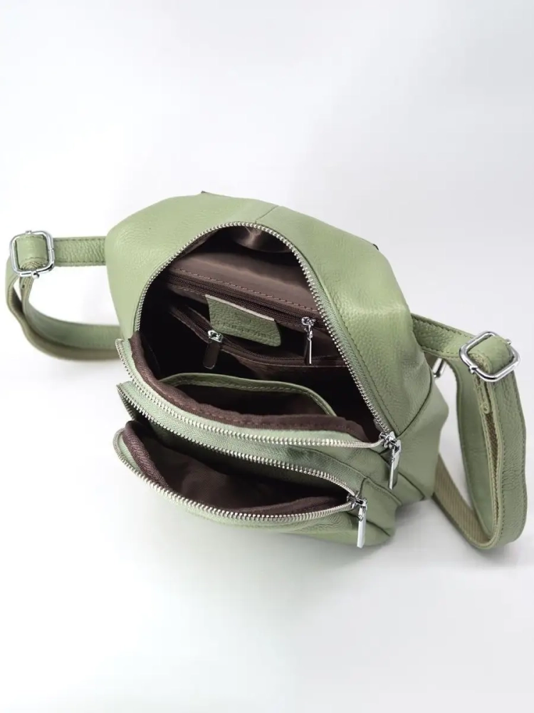 Рюкзак женский кожаный маленький Paul Rayner фисташковый 1031-1