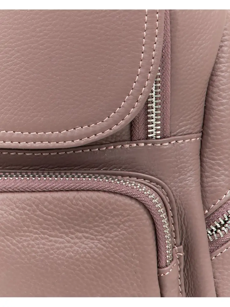 Женский кожаный городской рюкзак PR розовый 1029