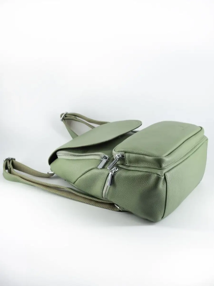 Женский кожаный городской рюкзак PR фисташковый 1029