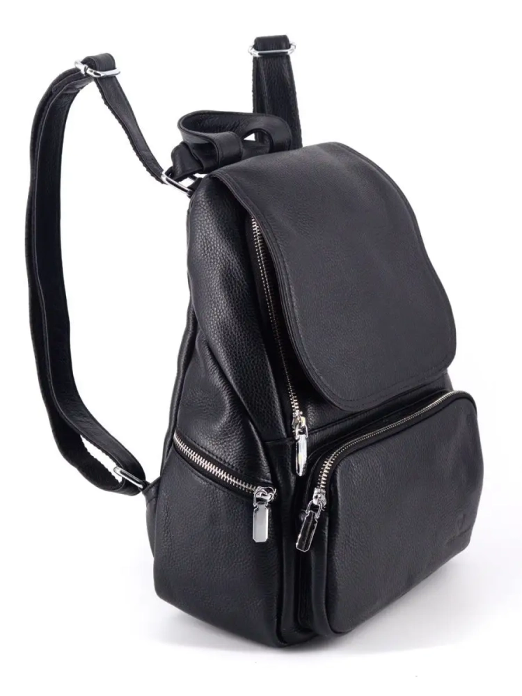Женский кожаный городской рюкзак PR черный 1029