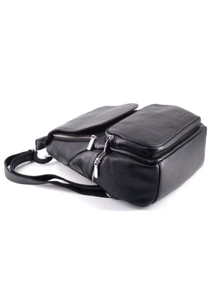 Женский кожаный городской рюкзак PR черный 1029