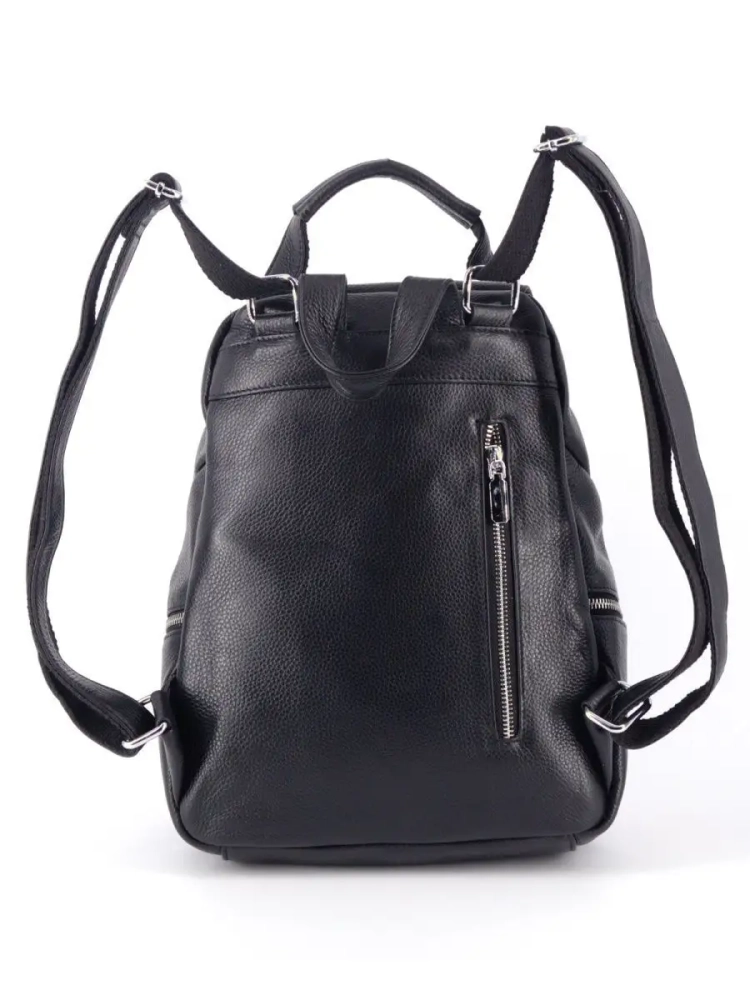 Женский кожаный городской рюкзак PR черный 1029