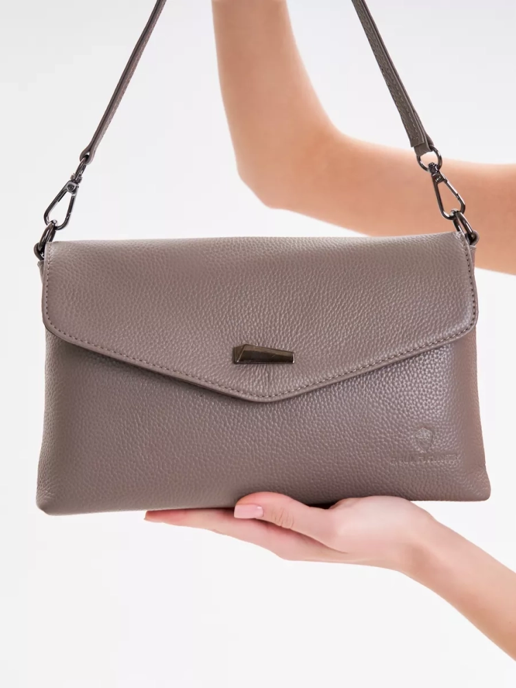 Клатч женский кожаный серый 8819