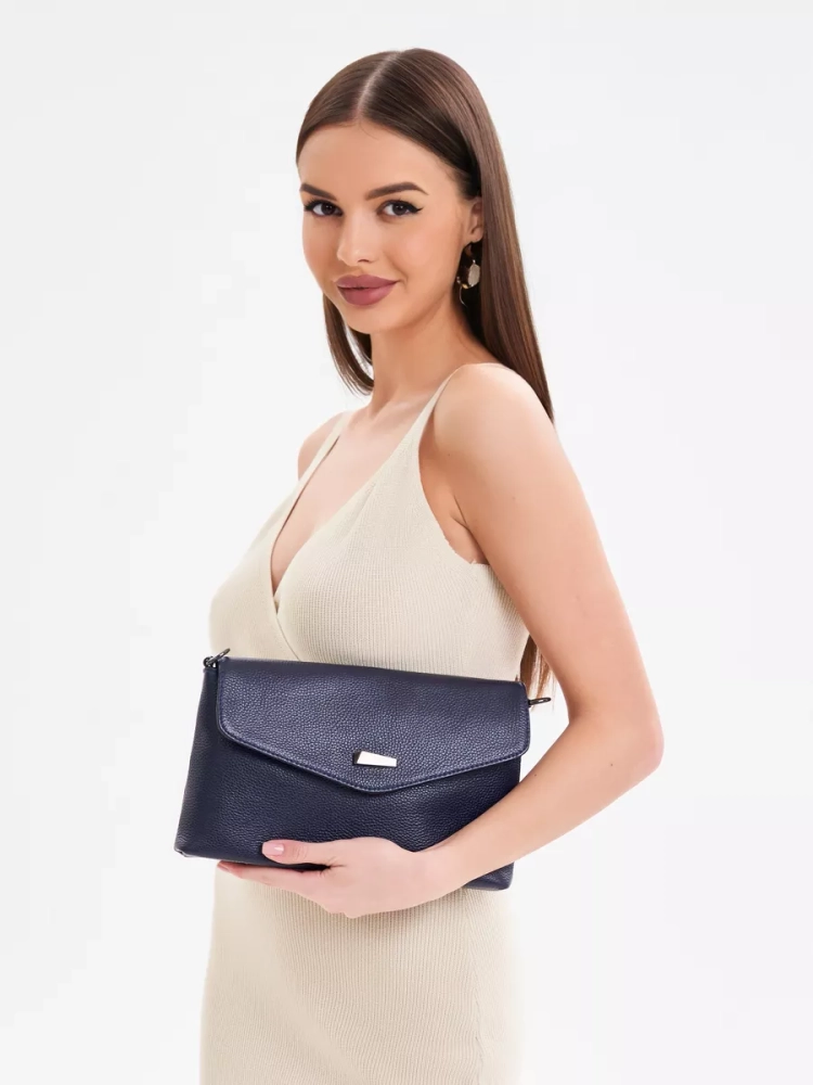 Клатч женский кожаный синий 8819