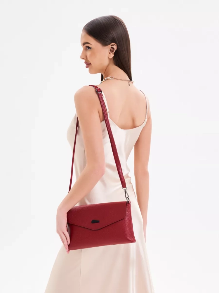 Клатч женский кожаный красный 8819